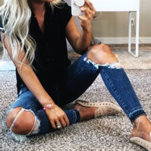 Abercrombie & Fitch Simone High Rise Ankle Jeans Cotton Ripped Distressed 28 6 - Picture 3 of 11